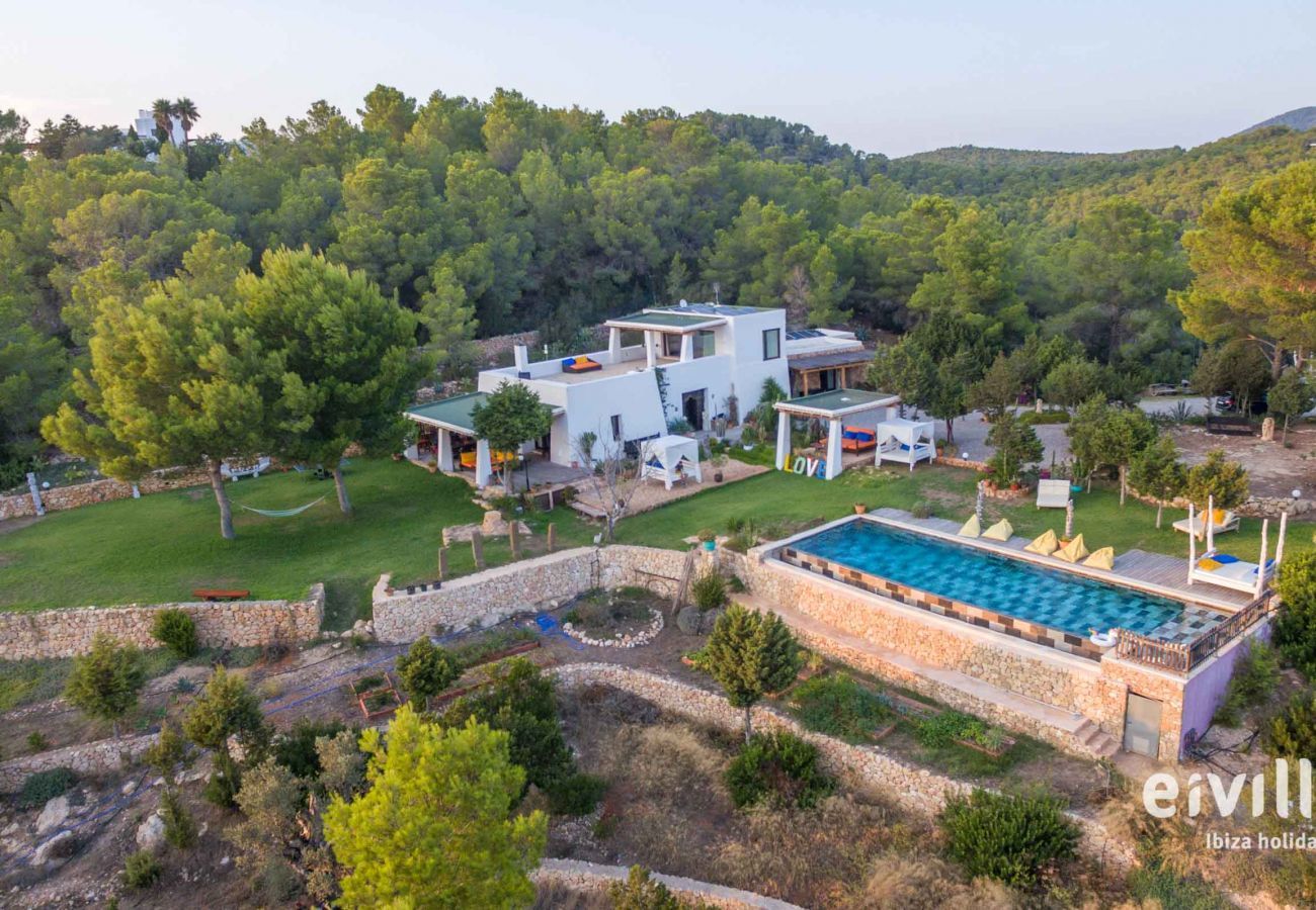 Fotografía aérea de la villa Sarahmuk en Ibiza
